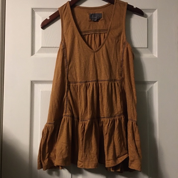 Anthropologie Malaga Tank Top Tunic Ochre Eyelet - Picture 4 of 7
